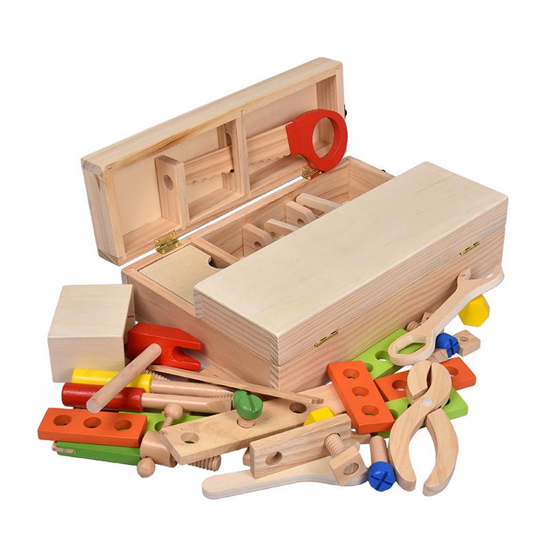 Wooden DIY Kids' Tool Box Set: Portable Assembly House Repair Toy with Nuts & Wrench
