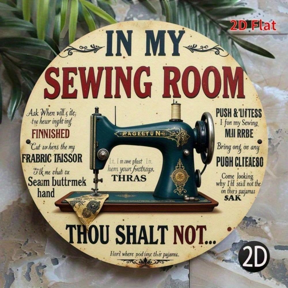 Vintage Sewing Room Rules Metal Wall Decor Rustic Iron Sign For Kitchen Home