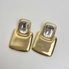 Vintage Metal Geometric Square Crystal Earrings For Women Girls Exaggerated Gold Color Big Chunky Earrings Jewelry Accessories
