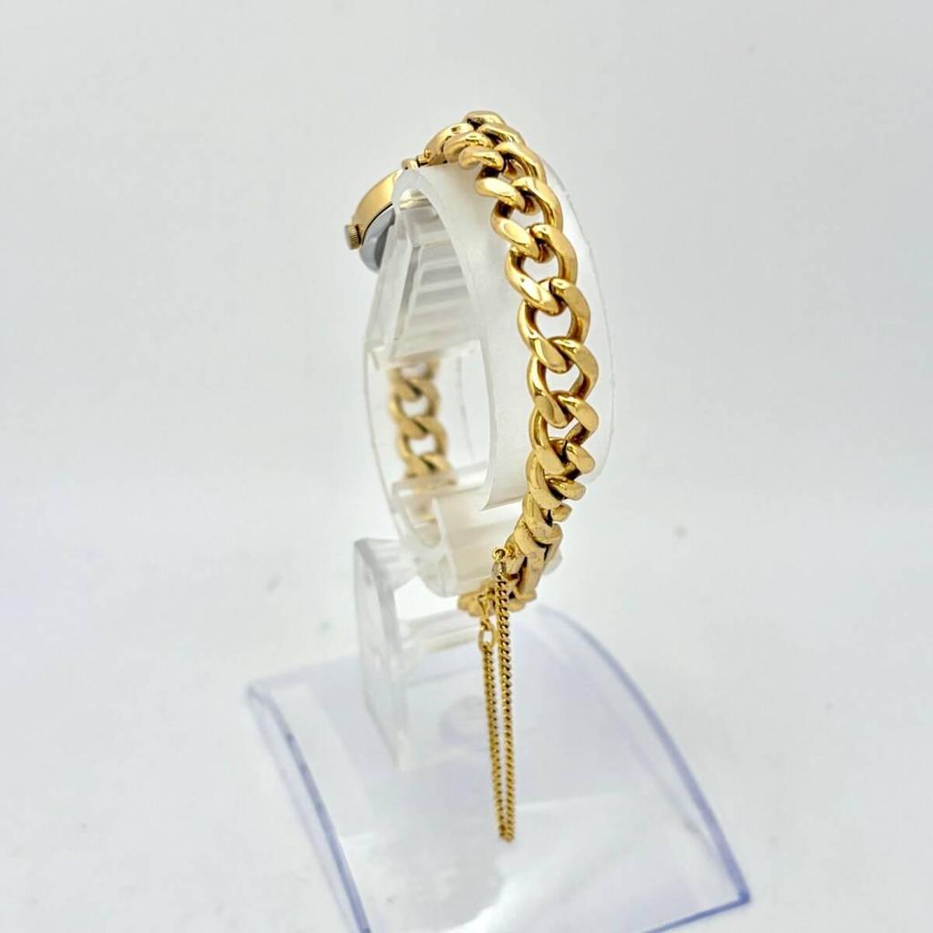 Used [New Battery] SEIKO Ladies Watch Gold Oval Curb Chain 1221-5570 4000825