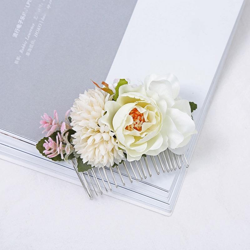 Bohemia Brides Wedding Flower Hair Comb Hairpin Bridesmaid Headdress Hair Combs Hair Accessories For Women Girls Floral Hairpins