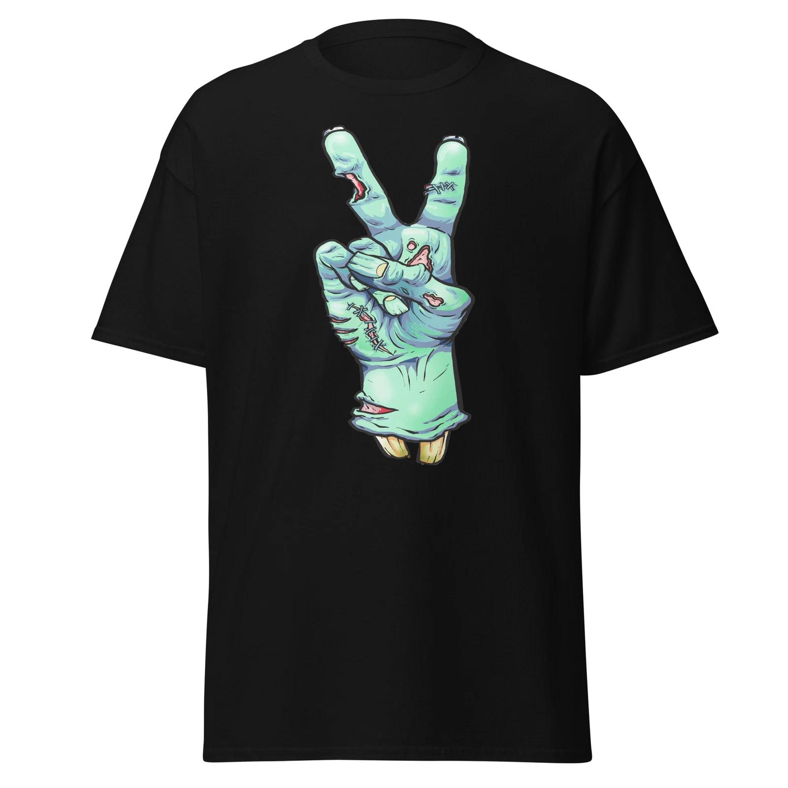 peace and love zombie hand fun art awesome graphic trendy Men s classic tee M