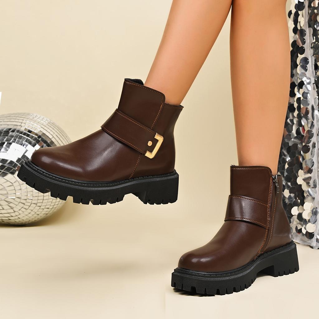 Winter Elegant Solid Color Sexy Thick Soled Riding Boots Fashionable New Comfortable Anti Slip Casual Work Boots For Women