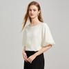 Shetu Women's Simple Round Neck Jacquard Short Sleeve Top