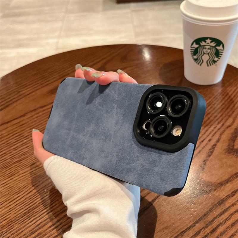 

Роскошный матовый кожаный чехол для телефона iPhone 15 14 13 12 11 Pro Max, матовый замшевый мягкий силиконовый чехол для 14 15 Plus, аксессуары For iPhone 15 Plus синий
