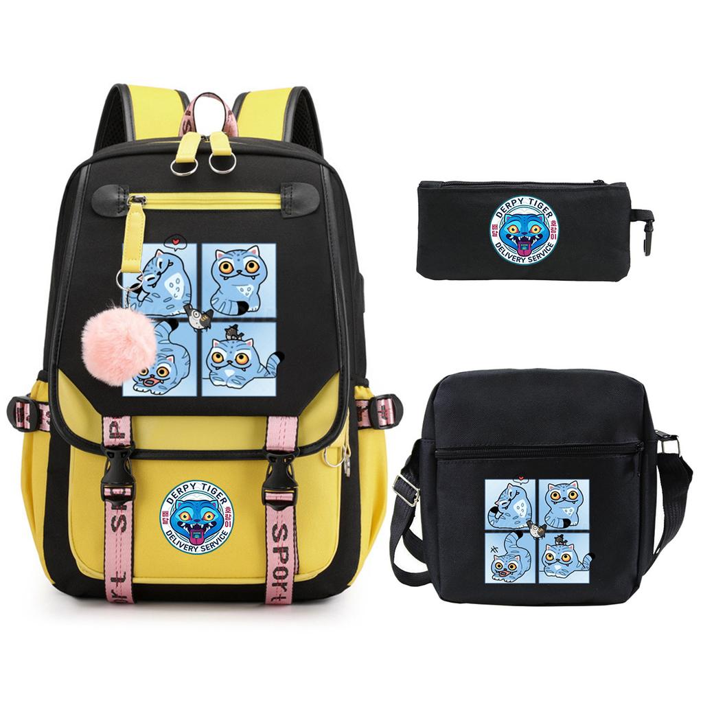 Witch Hunters Cartoon Peripheral Printing Children's Backpack Cross-border New Student School Bag Three-piece Shoulder Bag Pencil Bag