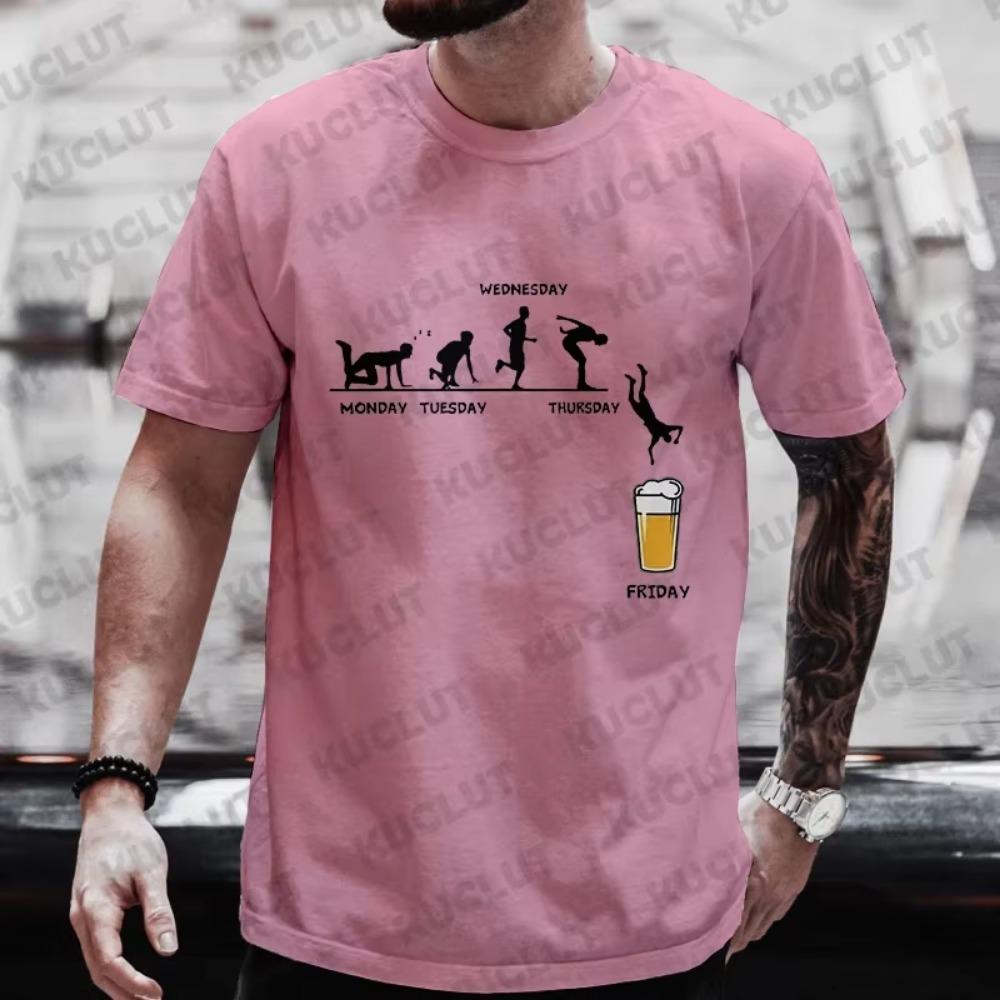 Happy Friday Beer DAY T Shirts for Men Funny Graphic Y2k Tops Male Friends Weekend Single Farewell Party Drinking Team Tees