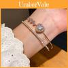 Heart Shaped Double Layer Zirconia Bangle Bracelet For Women Elegant Fashion Jewelry