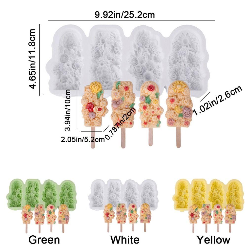 Food Grade Carved Flower Popsicle Mold Silicone Popsicles Maker Flower Ice Cream Molds for Home