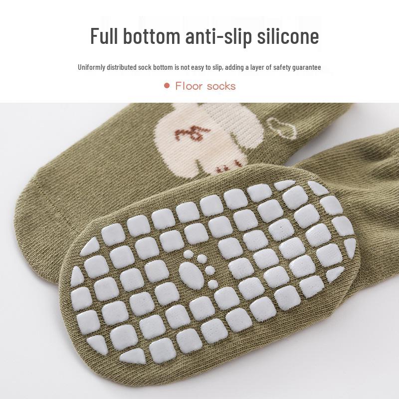 Baby Non-Slip Cartoon Socks - Mid-Calf, Combed Cotton, Indoor Trampoline, Spring & Autumn