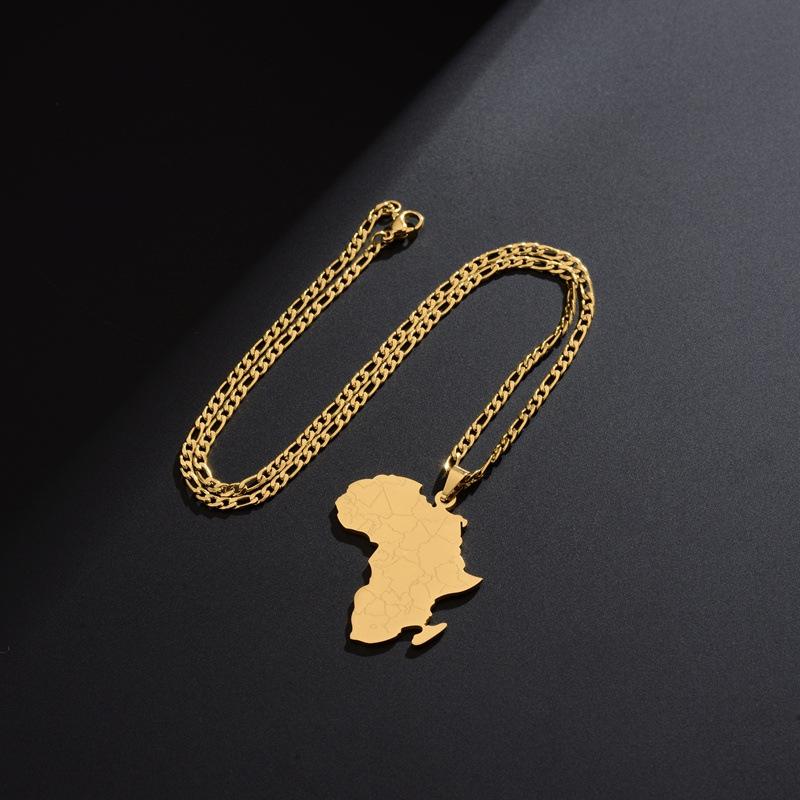 Collares Colgantes Mapa de África de Acero Inoxidable Joyería de Diferentes Países para Mujeres Hombres Accesorios Africanos