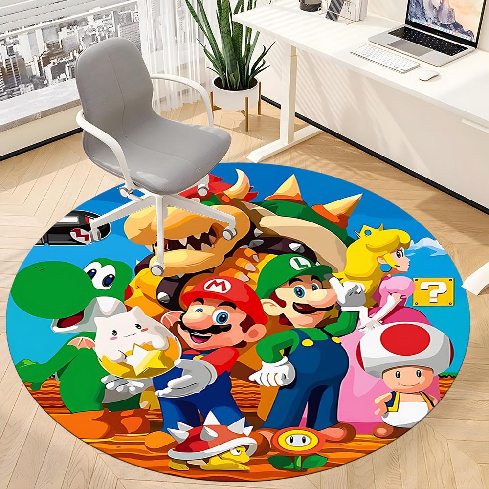 1pc Super Mario Bros Chair Carpet for Office Non-Slip, Soft & Comfortable, Carpet for Office, Gaming, Lightweight Round Floor Mat
