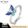 S925 Sterling Silver Blue Butterfly Zircon Ring – Women's Japanese Korean Style, Simple, Unique Finger Accessory