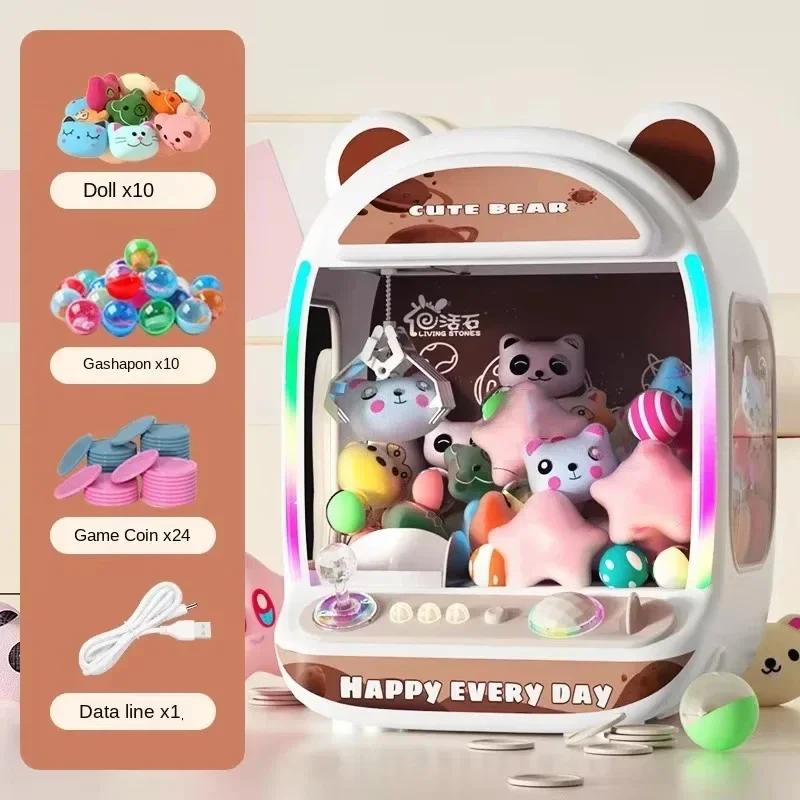 Macchina per Bambole Automatica Fai-da-te Non Tossica Gioco a Gettoni per Bambini Macchine a Gru con Pinza Mini Giocattoli da Afferrare Bambola Musicale per Regali di Natale