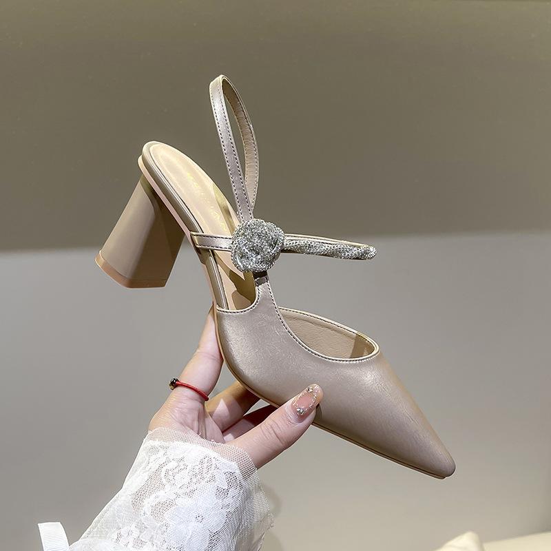 

Стразы Цветы Премиум Темперамент Острый Носок Тонкая Шпилька Высокий Каблук Однотонная Обувь Женские Баотуо Сандалии Толстый Каблук 34 коричневый