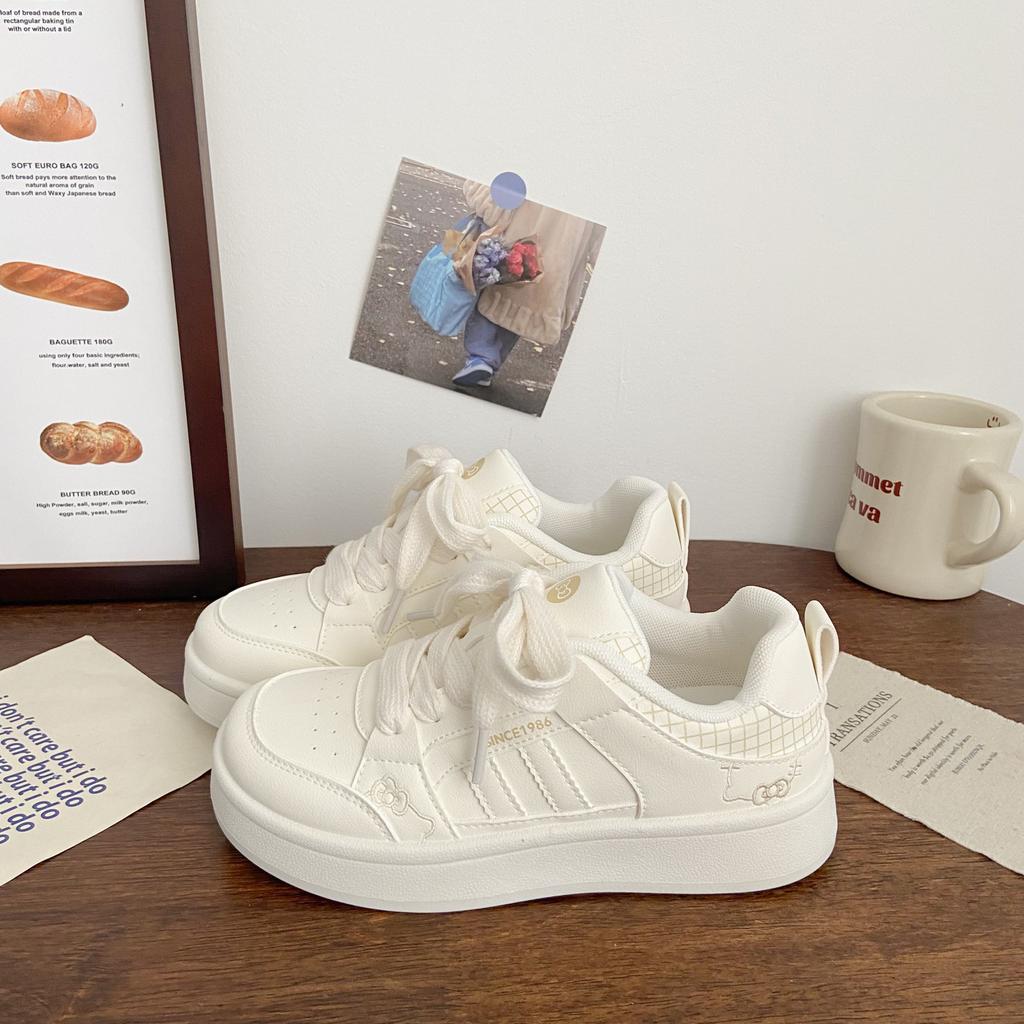 [Uncle Shoes] chic breathable student sports board shoes new pink 2025 design sense casual niche white shoes