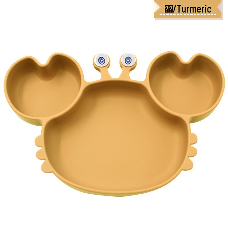 Silicone Suction Crab Plate: Divided Baby Tableware for Feeding & Weaning
