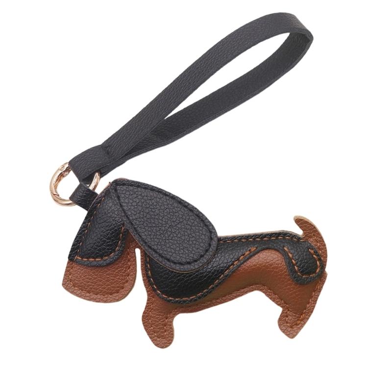 Mini 7x11cm Lightweight PU Leather Sausage Dog Keychain Handcrafted Decoration for Fashion Accessory and Gift