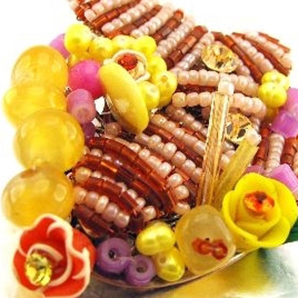 Les Trésors De Lily [C8089] - Designová brož 'Les Romantiques' Červená žlutá