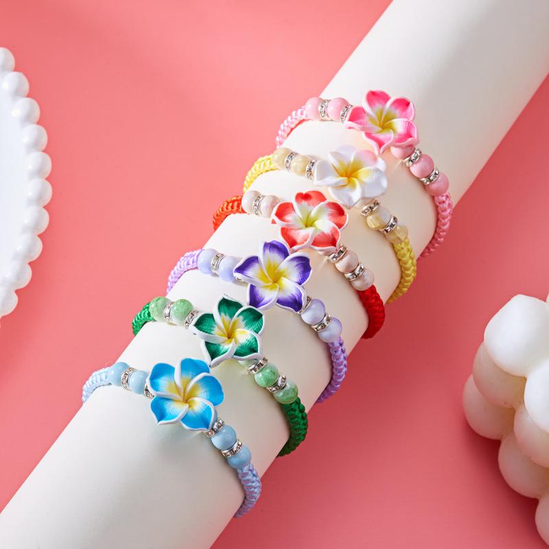 Bohemian Big Flower Charm Bracelets For Women Elegant Resort Style Soft Clay Pottery Beaded Bangles Girls Party Jewelry