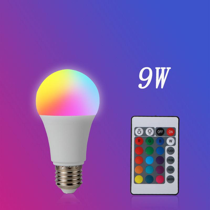 16 Colors RGB Bulb LED Multicolor E27 7W 8W 9W AC220V Household Lighting Dimmable 24 Key Remote Control Atmosphere Neon Light