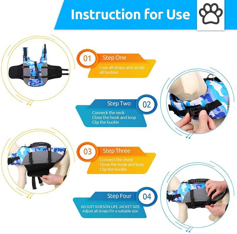 Dog Life Jacket Ripstop Pet Safety Life Vest Adjustable Dogs Lifesaver Vest Camouflage Swimsuit
