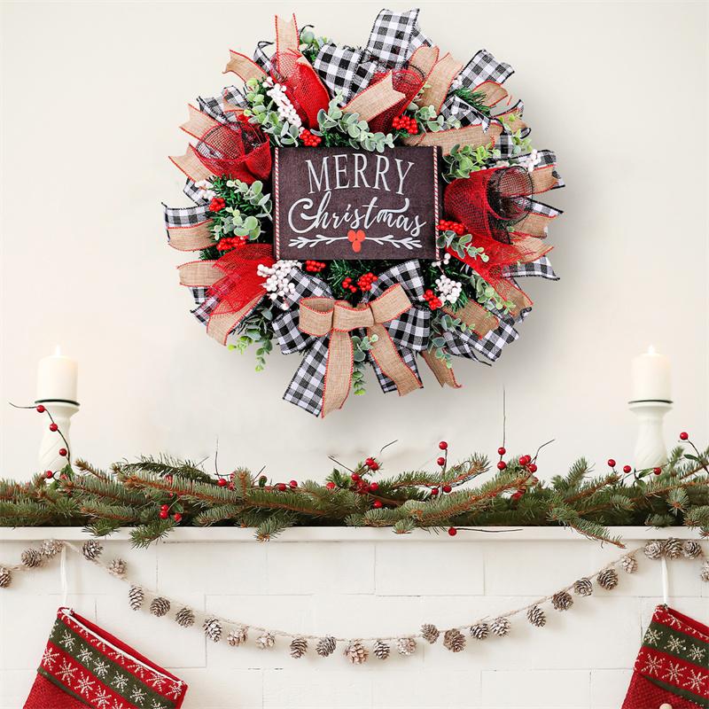 

Christmas Door Wreath Artificial Garland Wreaths Xmas Hanging Pendants Ornament Window Wall Merry Christmas Decorations For Home