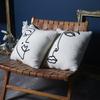 Face Simple Line Embroidery Cushion Cover Cushion Cover Teddy Velvet Sofa Living Room Abstract Bedside Pillow Cover