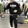 Men's Trendy Letter Print Round Neck Hoodie - Casual, Versatile, Plus Velvet