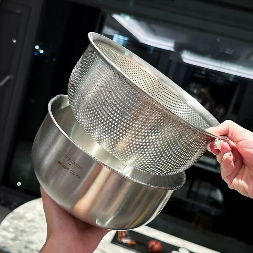 304 Stainless Steel Drainer Basket, Multi-Function Kitchen Tools for Vegetables, Fruits and Rice