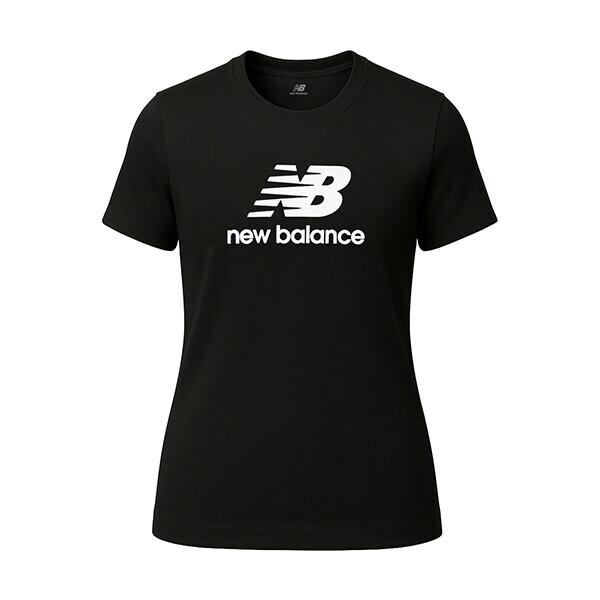 New Balance Women S T ShirT eSSenTial STacked Logo Black wT41502 Bk