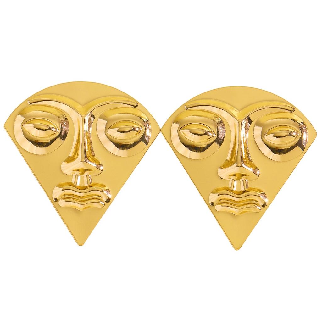 Abstract Face Statement Earrings Bold Geometric Tribal Inspired Jewelry