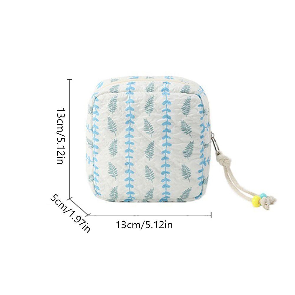Printed Floral Cosmetic Bag Lipstick Makeup Organizer Case Sanitary Napkins Storage Pouch Travel Earphone Coin Storage Bag