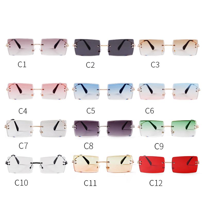Fashion Cutted Lens Rimless Sunglasses for Women Men Brand Designer Trendy Rectangle Frameless Sun Glasses Gradual Shades S3468
