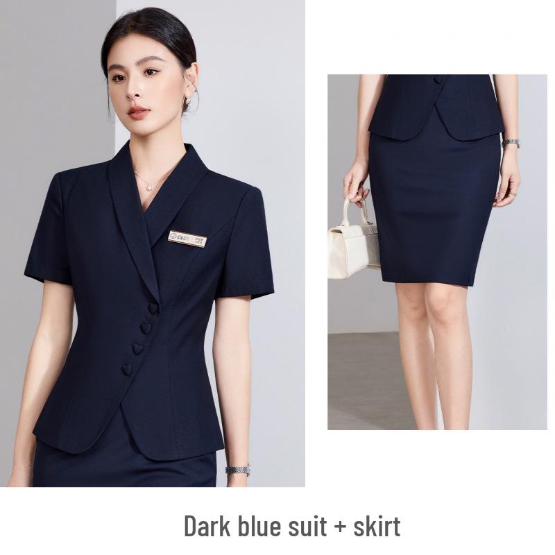 Elegant Women's Summer Suit: Professional Two-Piece Skirt Set for Salon Work