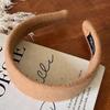 Women Headband Wide-Brimmed Sponge Filling Soft Suede Texture Hair Hoop Autumn