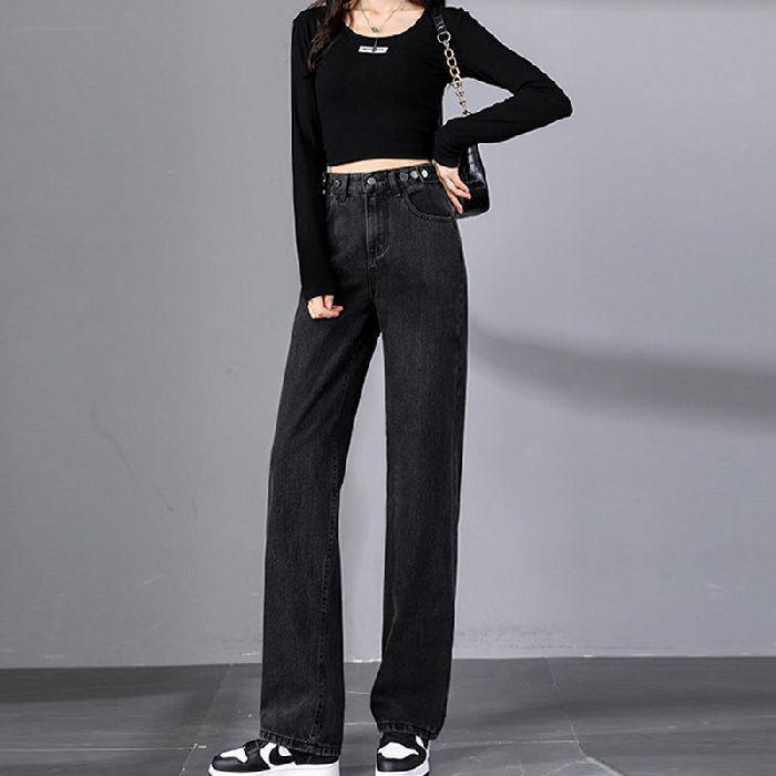 Women's High-Waisted Wide-Leg Jeans: Summer-Autumn 2025 Petite Floor-Length Style