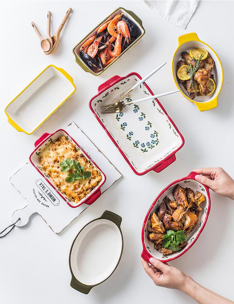 Ceramic Rectangular Baking Tray for Cheese & Rice - Microwave Safe