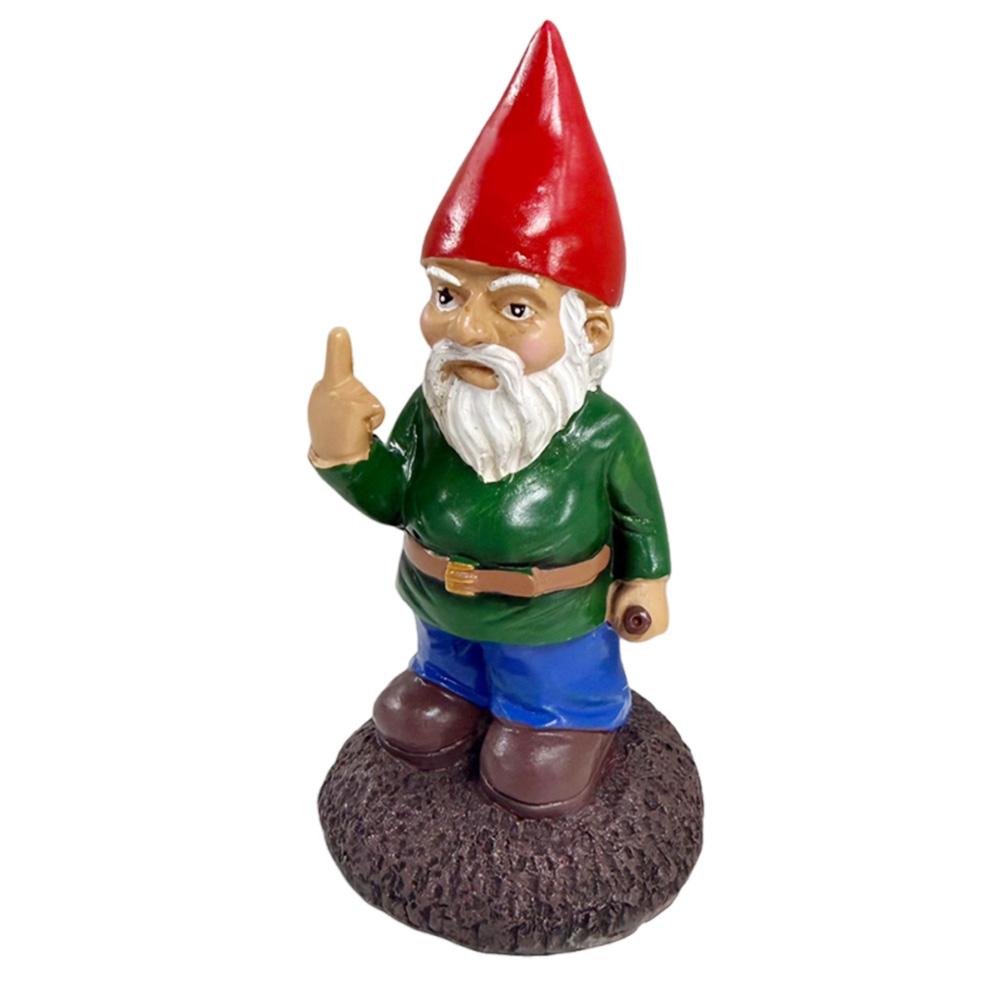 Middle Finger White Beard Dwarf Ornament Gnome Statue Ornament 5.9in Tall Resin Garden Statue Garden Dwarf Statue Ornament China Mainland