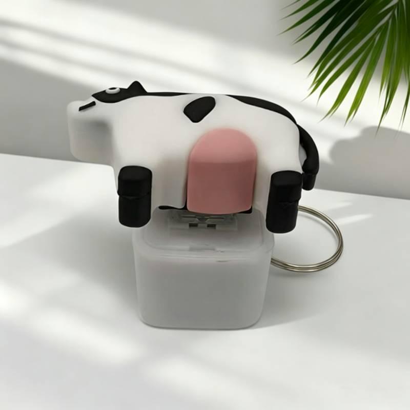 Fidget Clicker Animal Keychain Sound Light Design Puppy Cow Voice Pendant Mini Sensory Toy for Purse Backpack