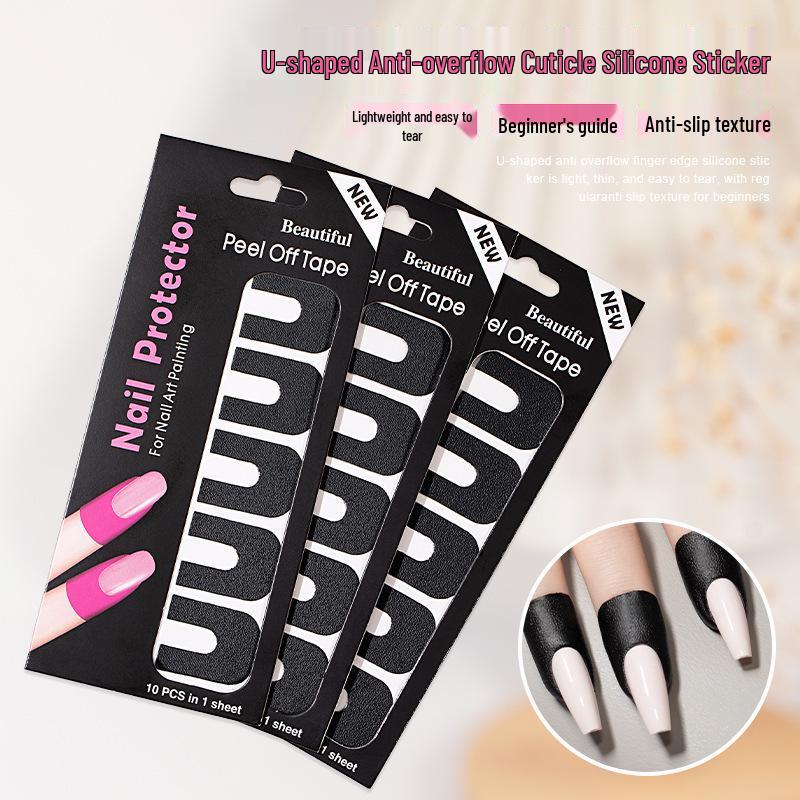 Nail Art U-förmiger Anti-Überlauf-Sticker für Anfänger - Gel-Lack Sprühmalwerkzeug