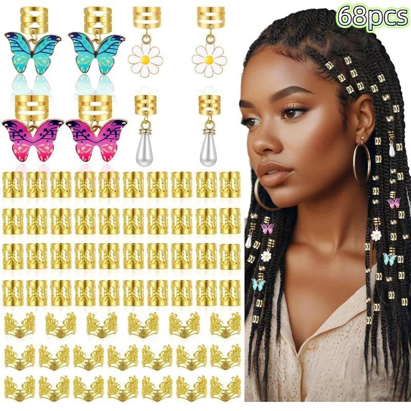 Dreadlock Accessories Bulk Set Alloy Spiral Braid Clips Gold Silver Colors Diy Festival Party Hair Jewelry Unisex Styling Kit