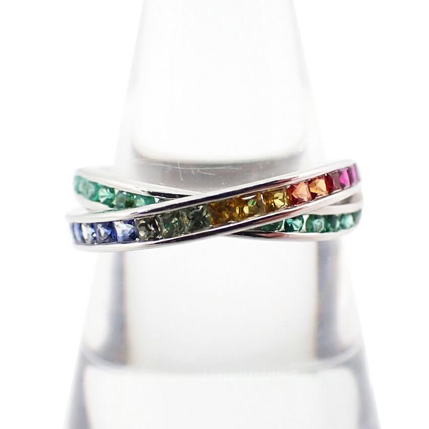 

[Вживаний] Кільце K18WG з діамантами/мульти-камінням / Розмір 17 / g524-26