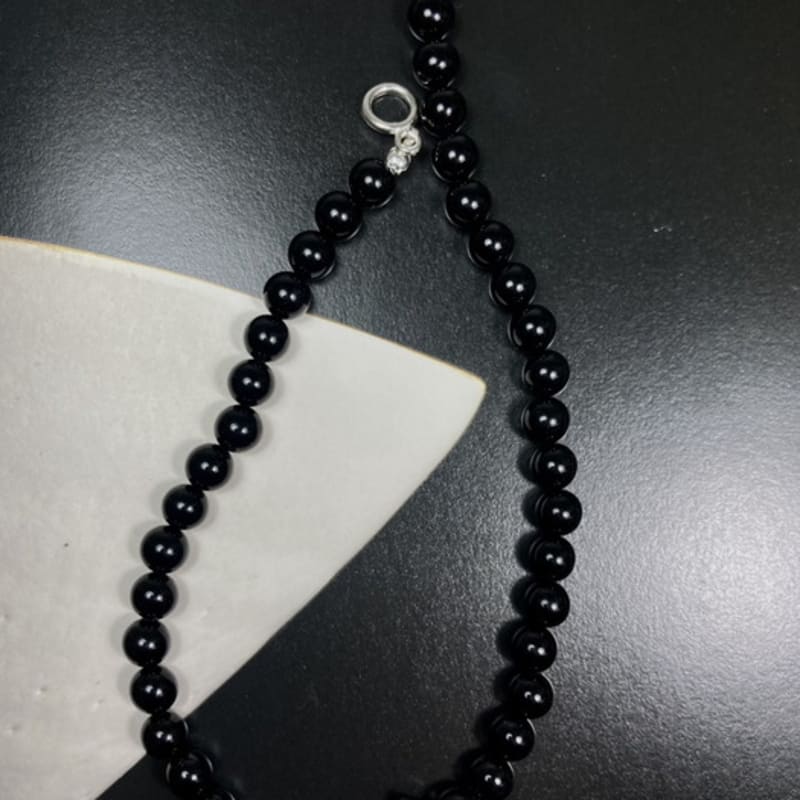 SUZURAN cavier onyx necklace_Caviar onyx gemstone necklace