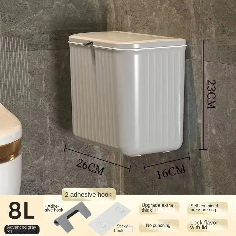 12/8L Kitchen Trash Can Hanging Household Hanging Storage Pail Toilet Toilet Paper Basket Kitchen Waste Wall Hanging Garbage Can