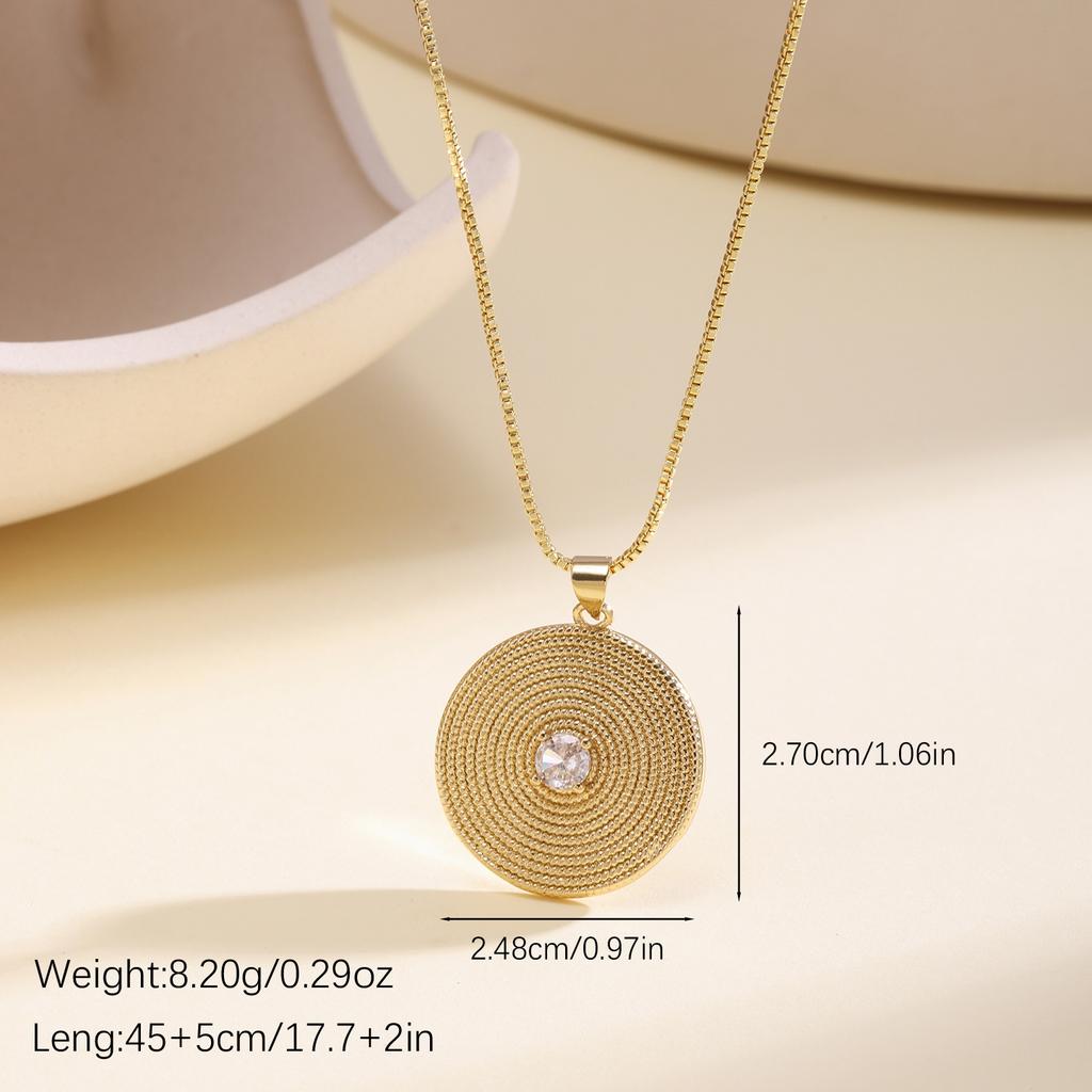 Nidin New Retro Round Shape Inlaid Crystal Zircon Irregular Pendant Necklace For Female Male Vintage Moon Star Sun Jewelry Gifts