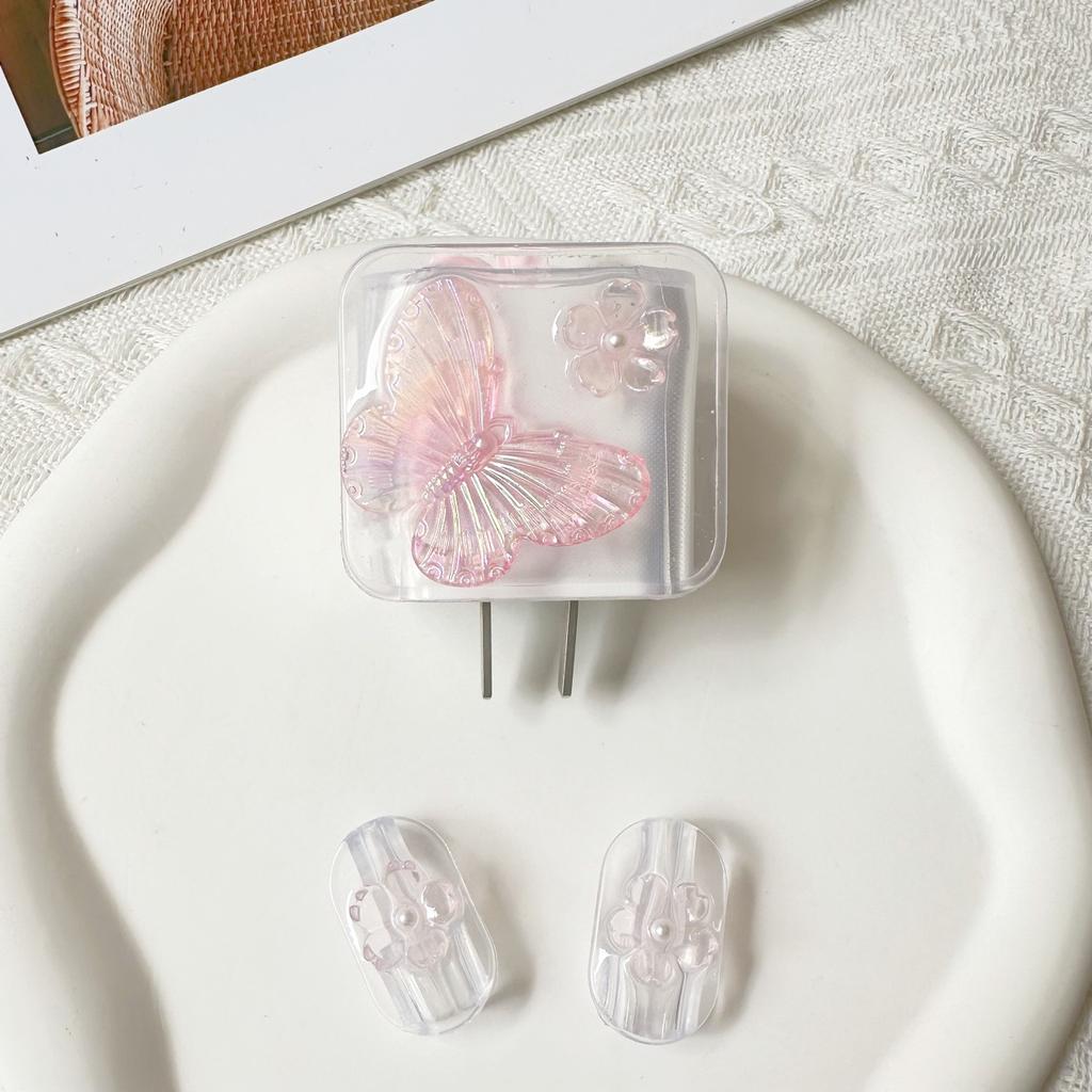 The New Pink Butterfly Flower Is Suitable for Apple 14 Mobile Phone 20W Charging Protective Case, Anti-drop and Breathable.