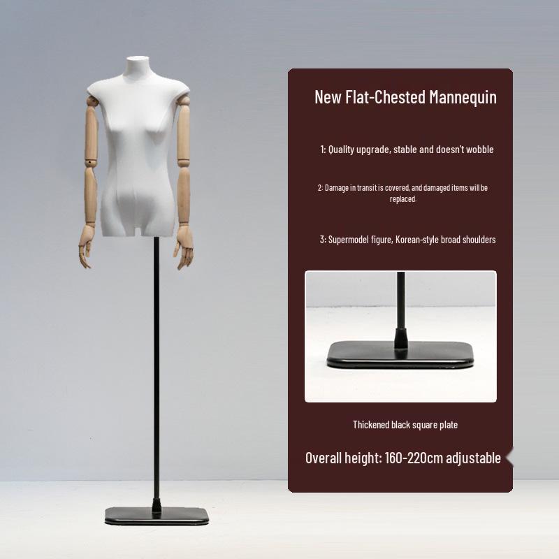 Korean Style Flat Body Female Mannequin with Wide Shoulders for Women's Clothing Display