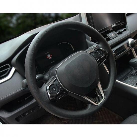For Toyota RAV4 - Carbon Fiber Style Interior Steering Wheel Cover Trim