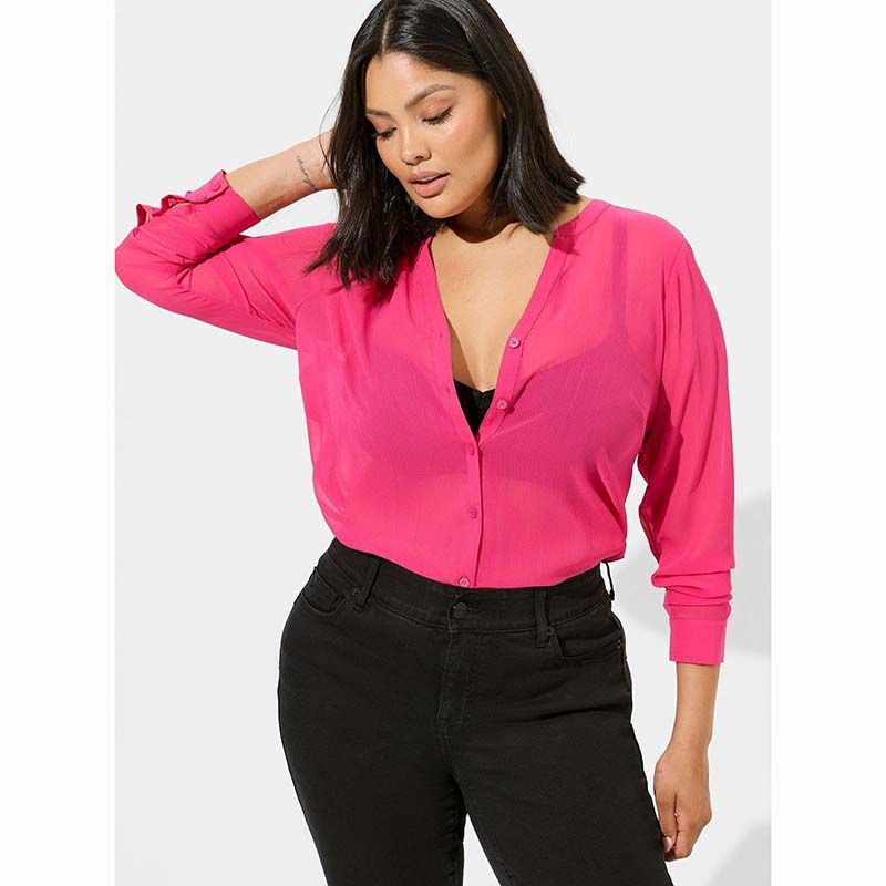 

A74 Thin Chiffon Chubby Girl Drape Transparent Shirt Defective product 1 piece